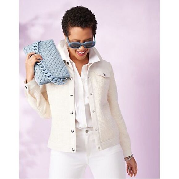 Vince Camuto Adyna Large Crossbody Purse Woven Leather Cerulean Blue B91 - Picture 6 of 12